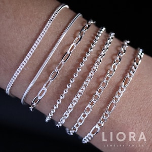 Bransoletka ze srebra próby 925, Bransoletka z zawieszką, Prosta bransoletka, Bransoletka Figaro, Bransoletka kablowa, Bransoletka z ogniwami Curb Ball, Podaruj jej