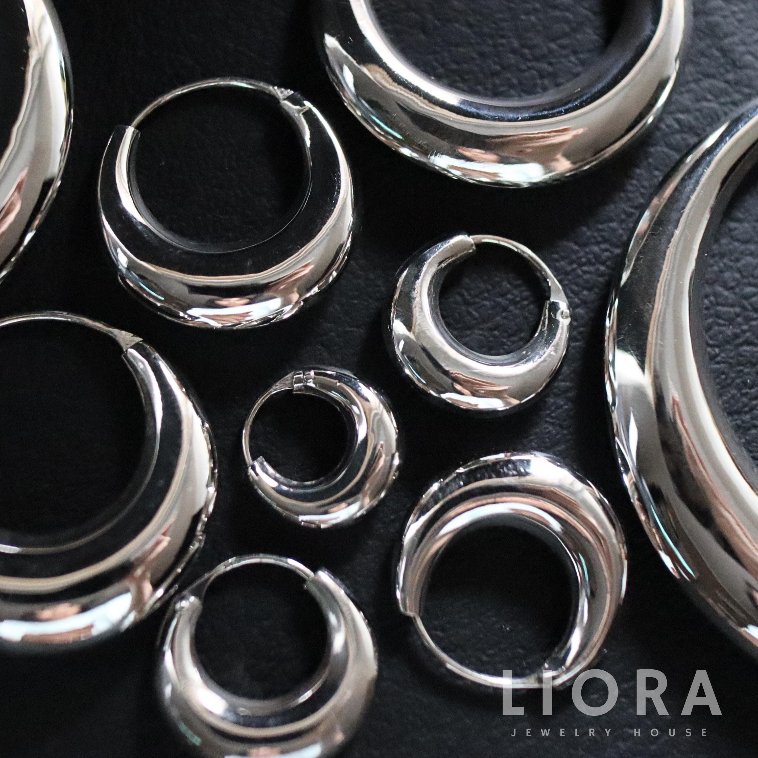 925 Sterling Silver Crescent Moon Hoop Earrings, Thick Solid Hoops, Large hoops, Chunky Hoops, Oversize Hoops, Tribal Hoops, Crescent moon