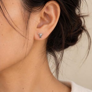 925 Sterling Silver Cow Skull Stud Earrings, 18k Gold Buffalo Earrings image 3