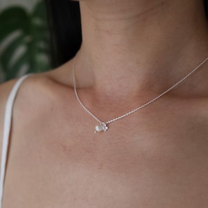 925 Sterling Silver Flower and Pearl Necklace, Mix Flower Pearl Necklace, Pearl Flower Charm, Flower Pendant, Flower Necklace, Gift for her