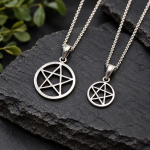925 Sterling Silver Pentagram Pendant, Mystical Star Necklace