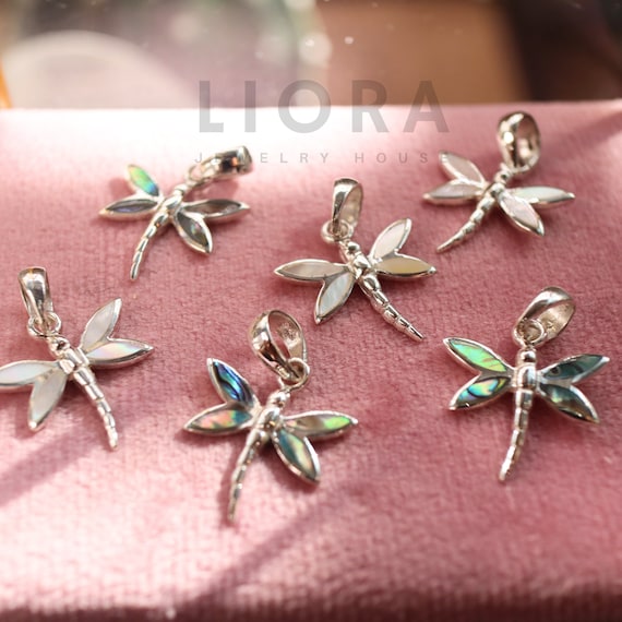 Small Dragonfly Necklace with Crystals Sterling Silver Small Dragonfly Necklace with Crystals Sterling Silver
