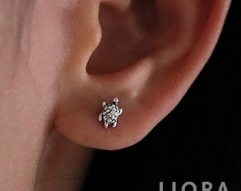 925 Sterling Silver Turtle Stud Earrings, Turtle Earrings, Animal Earrings, Turtle Jewelry, Turtle Gift