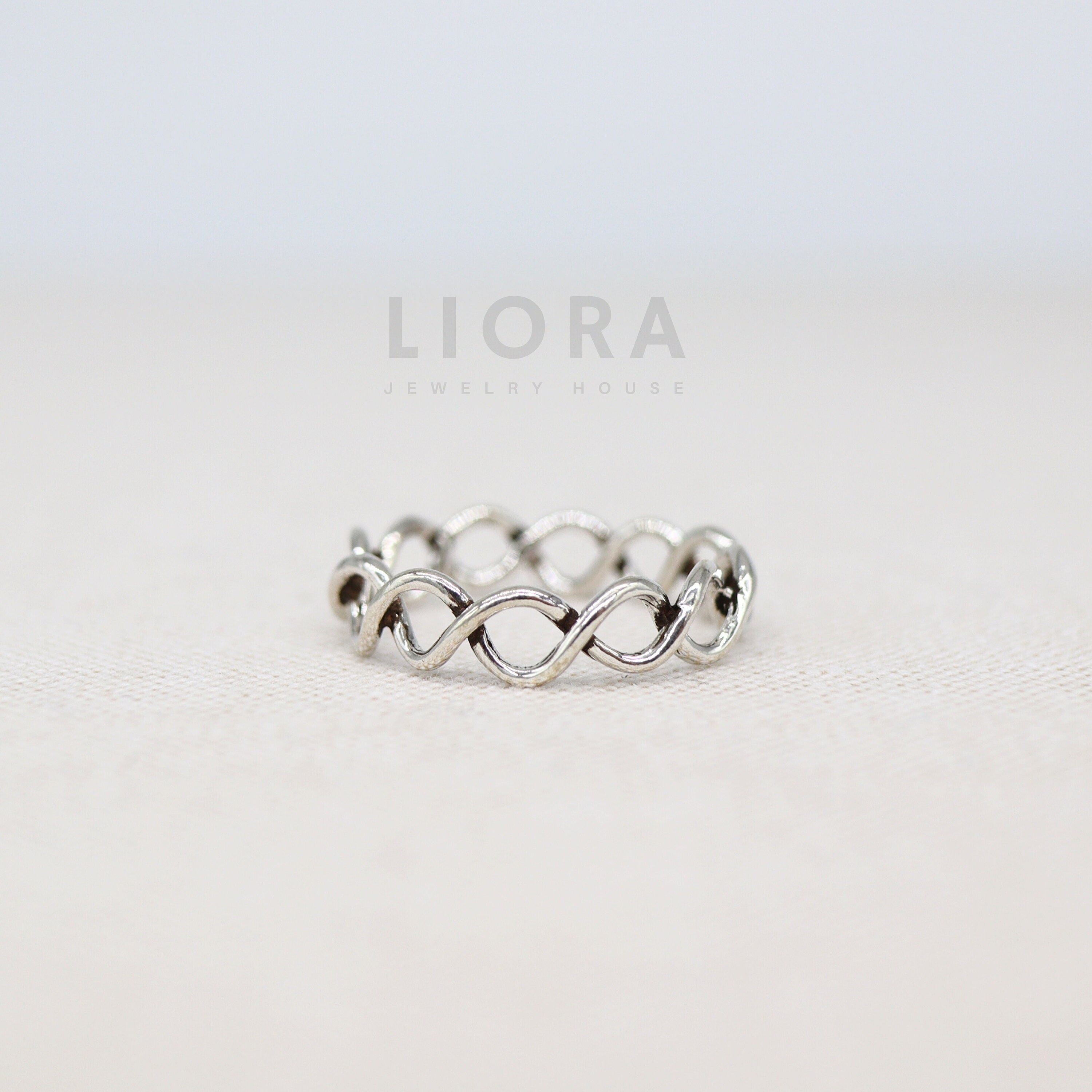 925 Sterling Silver Infinity Ring, Infinity Rope Ring