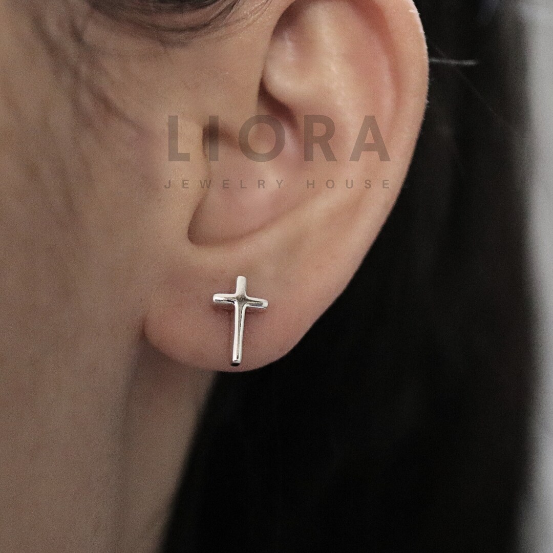 925 Sterling Silver Cross Stud Earrings, Cross Earrings, Small Cross