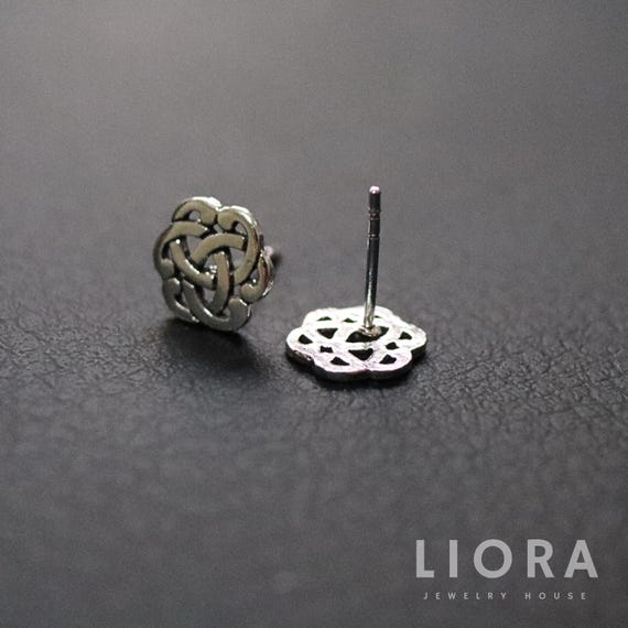 925 Sterling Silber Keltischer Knoten Blume Ohrstecker, Keltischer