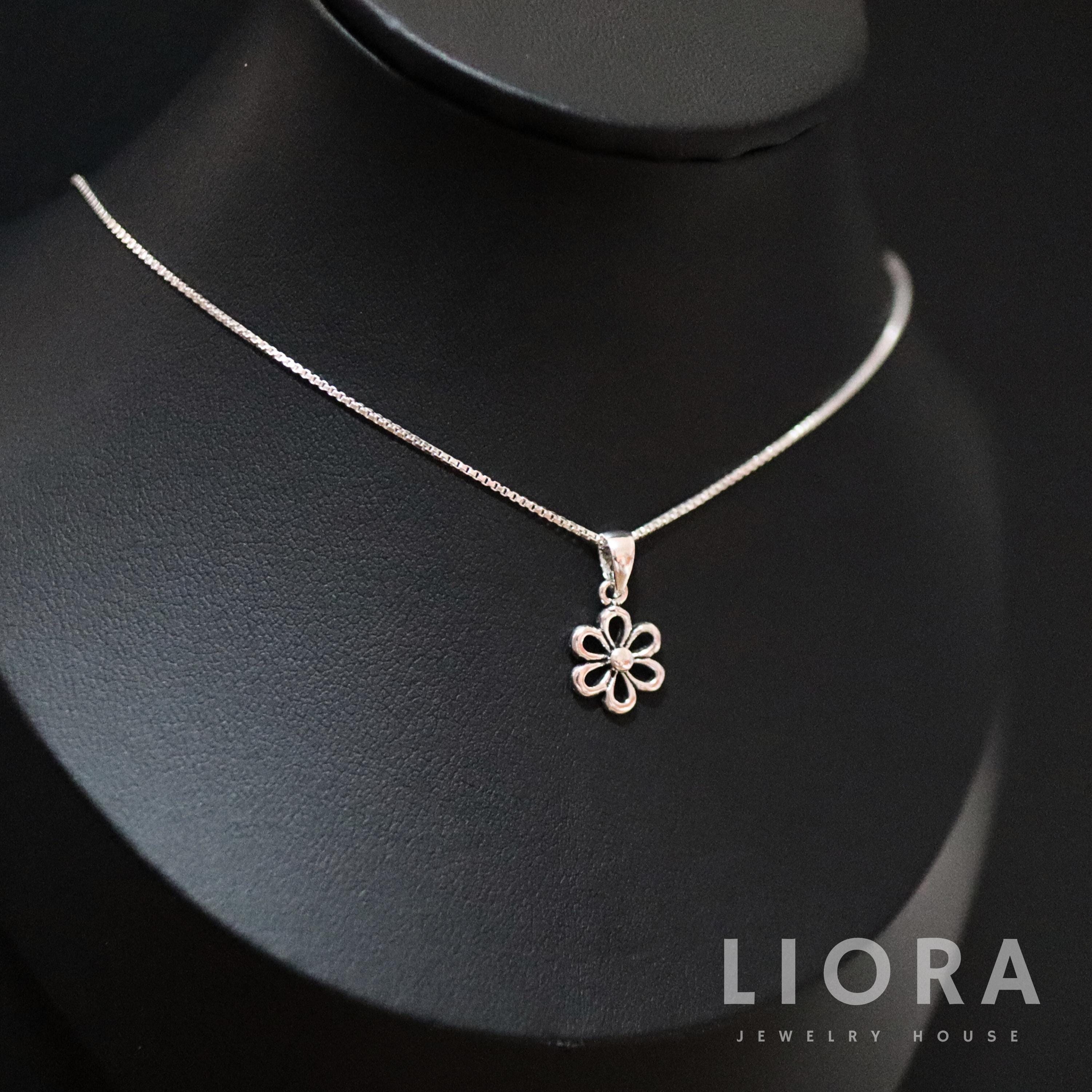 925 Sterling Silver Flower Pendant Necklace, Small Flower Necklace ...
