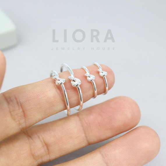 Orecchini a cerchio con nodo intrecciato in argento sterling 925, orecchini a cerchio con nodo, orecchini a cerchio con perno, orecchini a cerchio - Italia