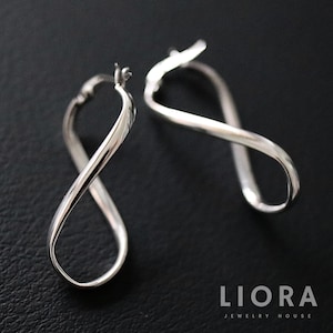 925 Sterling Silver Infinity Hoop Earrings, Twisted Hoop Earrings, Wave Hoop Earrings, Minimalist Hoops, Infinity Earrings, Silver Hoops