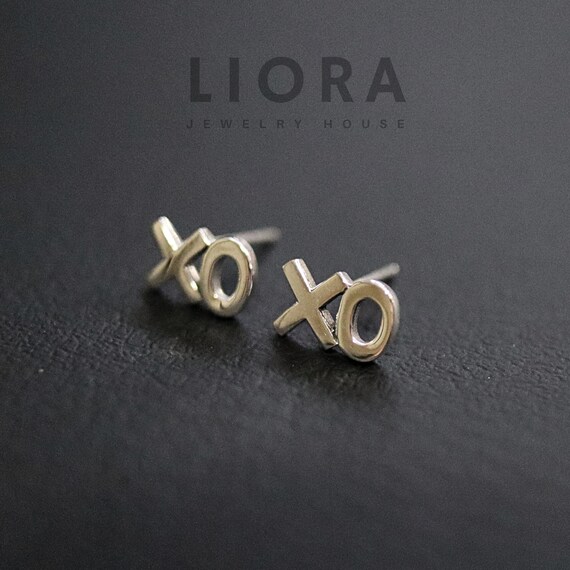 925 Sterling Silver XO Stud Earrings, XO Earrings, XO, Kiss