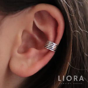 925 Silver Gold Ear Cuff, Band Cuff, No Piercing Earring, Adjustable Cuff Cartilage Clip On, Band Cuffs Earrings, Double Band Ear Wrap