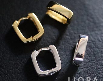 Orecchini a cerchio quadrati in oro 18 carati, orecchini a cerchio quadrati geometrici, orecchini a cerchio in argento, orecchini a cerchio in oro e argento, orecchini quadrati, regalo per lei