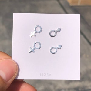 925 Sterling silver Male female symbol earrings, female symbol, male symbol, gender earrings, female sign, male sign, lesbian, gay, lgbt image 5