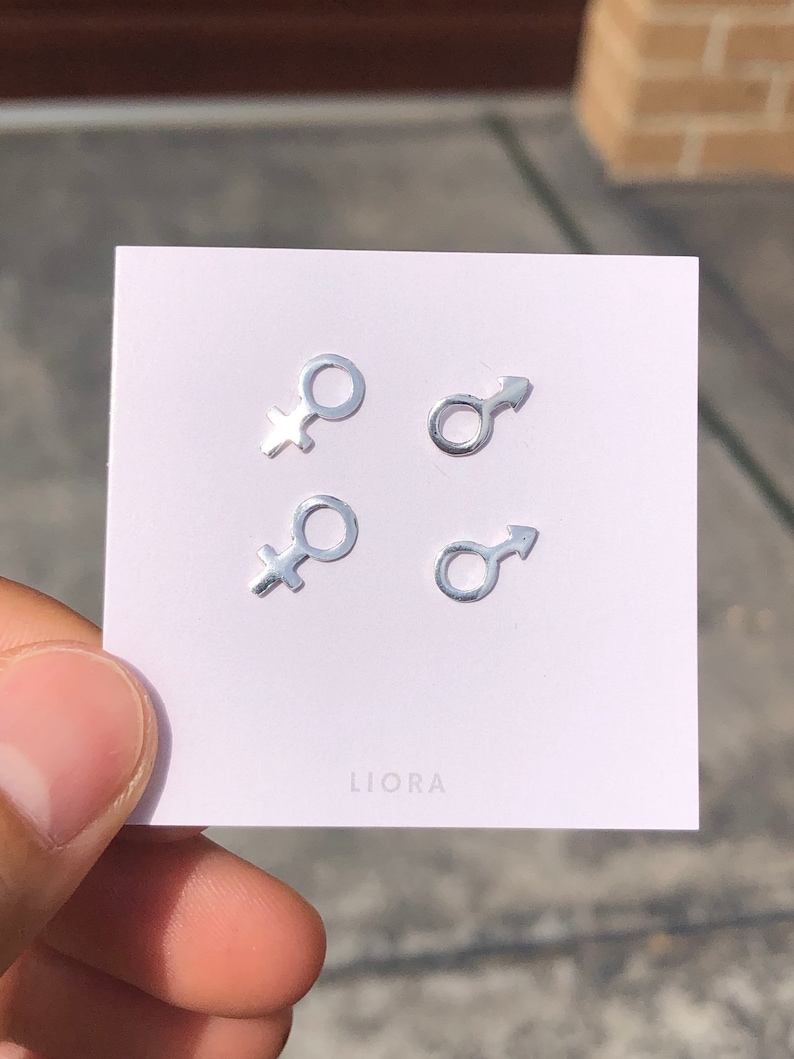 925 Sterling silver Male female symbol earrings, female symbol, male symbol, gender earrings, female sign, male sign, lesbian, gay, lgbt image 5