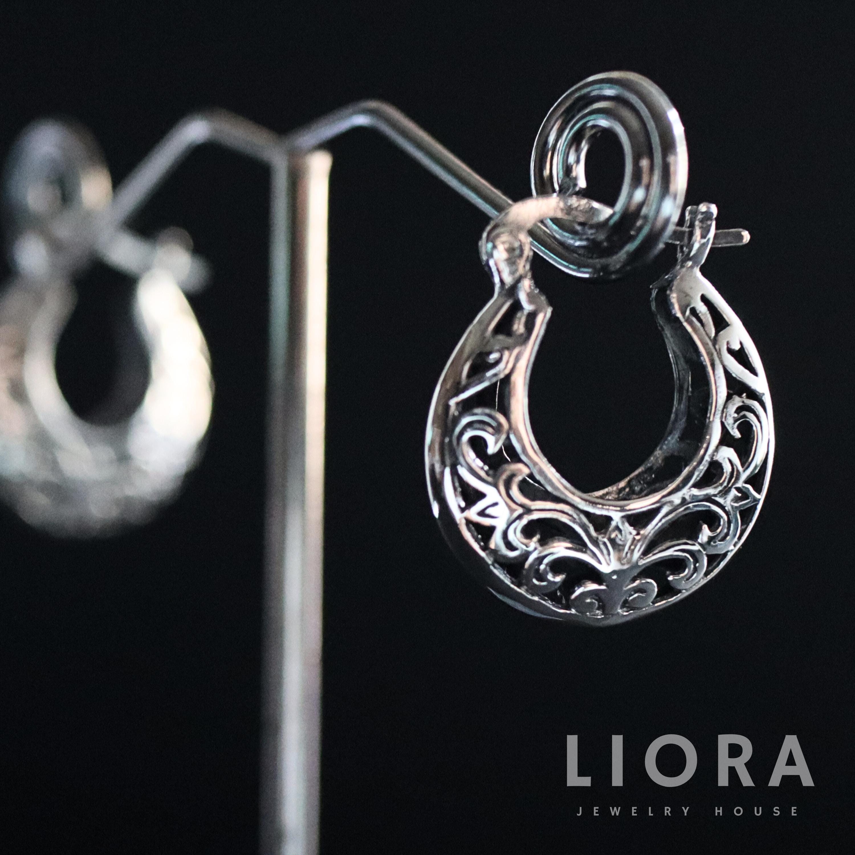 Boucles D'oreilles Pendantes En Argent 925 Avec Rosettes Filigranes – Cristal Et Fermoir Crochet, Neuves Avec étiquettes
