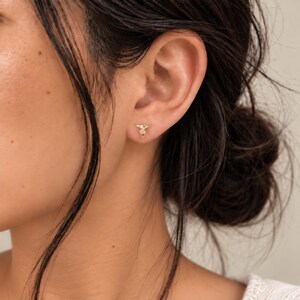 925 Sterling Silver Cow Skull Stud Earrings, 18k Gold Buffalo Earrings image 4