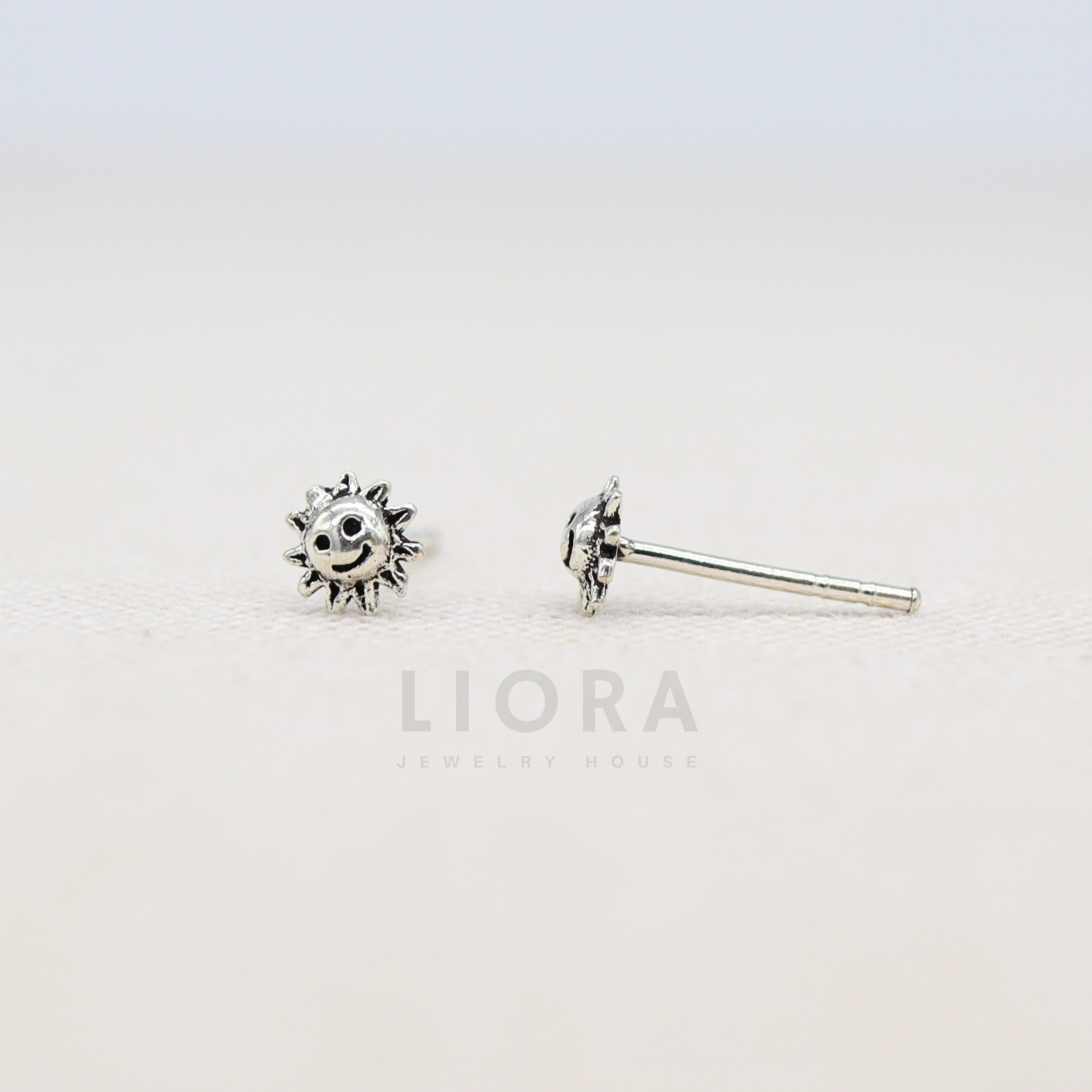 Orecchini A Forma Di Sole In Argento Sterling 925 Con Smiley - Regalo Per Donna