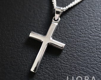 925 Sterling Silver Solid Cross Necklace, Cross Pendant, Plain Cross, Thick Cross, Jesus Cross Charm, Big Cross, Christening, Baptism Gifts