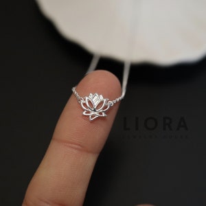 Collier fleur de lotus en argent sterling 925, collier pendentif lotus, collier lotus, petit collier lotus, collier lotus en fleurs, breloque lotus