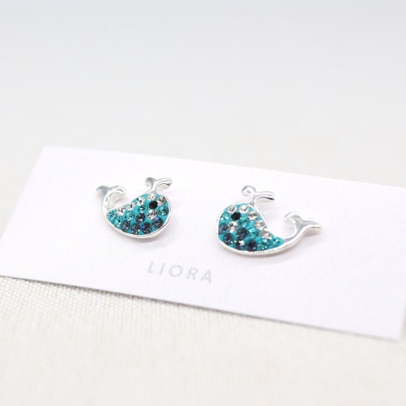 CPSLOVE Orecchini da Donna in Argento 925 Orecchini a lobo di Balena Carino con Zircone blu per Ragazze