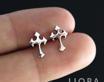 Pendientes de cruz de plata de ley 925, pendientes de cruz, pendientes de cruz pequeños, cruz gruesa, pendientes de cruz, regalo de cruz, joyería de cruz