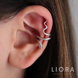 925 Sterling Silver Snake Ear Cuff, Snake Ear Wrap, Snake Earrings, Gold Snake Ear Cuff, Snake Jewelry, Ear Wrap, Ear Cuff, Gift For Her