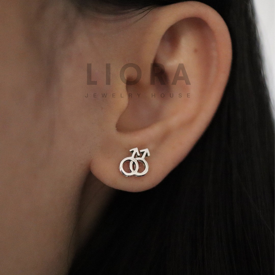 925 Sterling Silver Male Homosexuality Symbol Earrings, Male Earrings ...