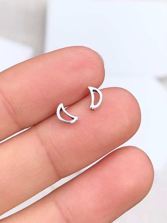 Set di orecchini a bottone in argento sterling con luna