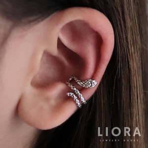 925 Sterling Silver Snake Ear Cuff, Snake Ear Wrap, Snake Earrings, Gold Snake Ear Cuff, Snake Jewelry, Ear Wrap, Ear Cuff, Gift For Her