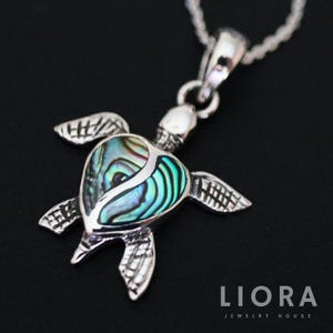 925 Sterling Silver Abalone Turtle Pendant, Turtle Necklace, Sea Turtle Charm, Turtle Gift, Abalone Turtle Pendant, Ocean Gift, Shell Turtle