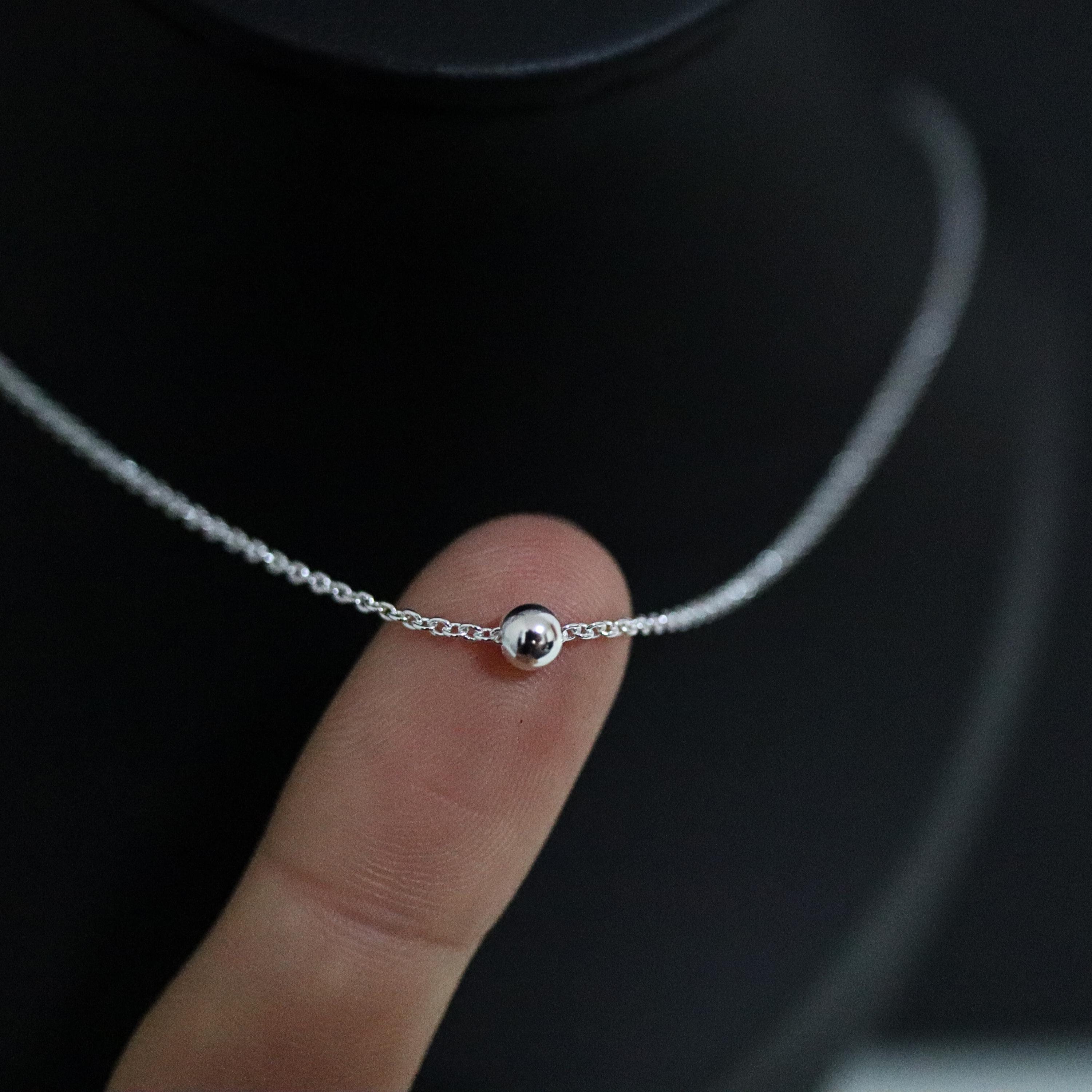 アクセサリー chieko+ small ball necklace silver 925 Sterling Silver Single Bead Collar Necklace, Minimalist