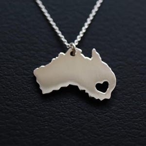 Collier pendentif carte de l'Australie en argent sterling 925, collier de l'État de l'Australie, collier de l'Australie, cadeau australien, forme de l'Australie, carte de l'Australie