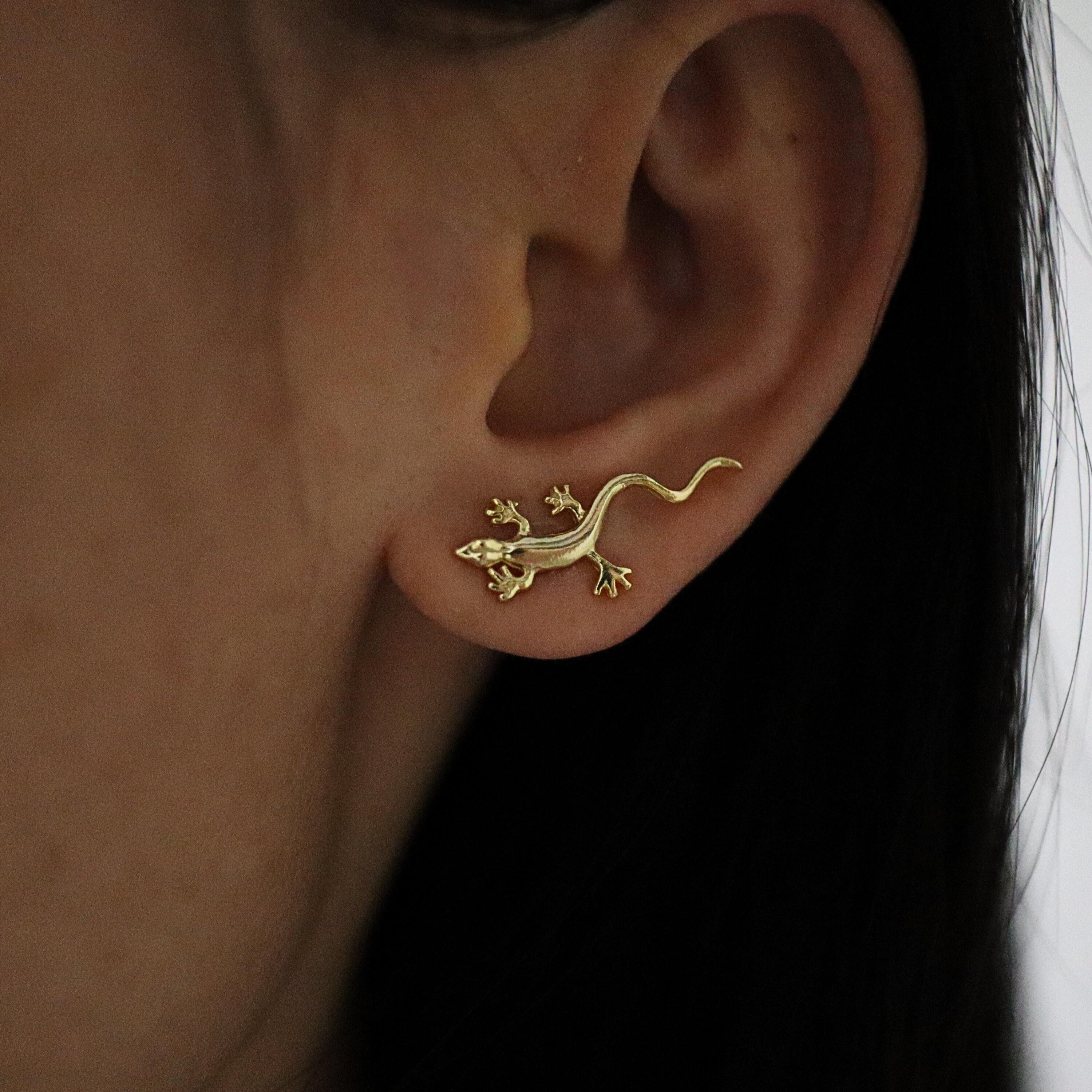Piercing helix, trago, lode, lucertola, oro rosa con asta e sfera da 1,2 mm, 6.00