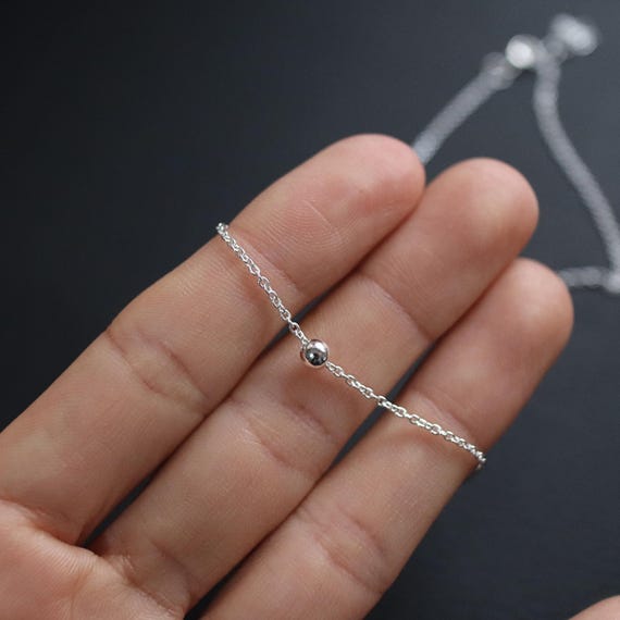 ■ENGBROX■ silver925 horizon ball necklace EBNL24042 Ball Logo Chain Necklace Grey
