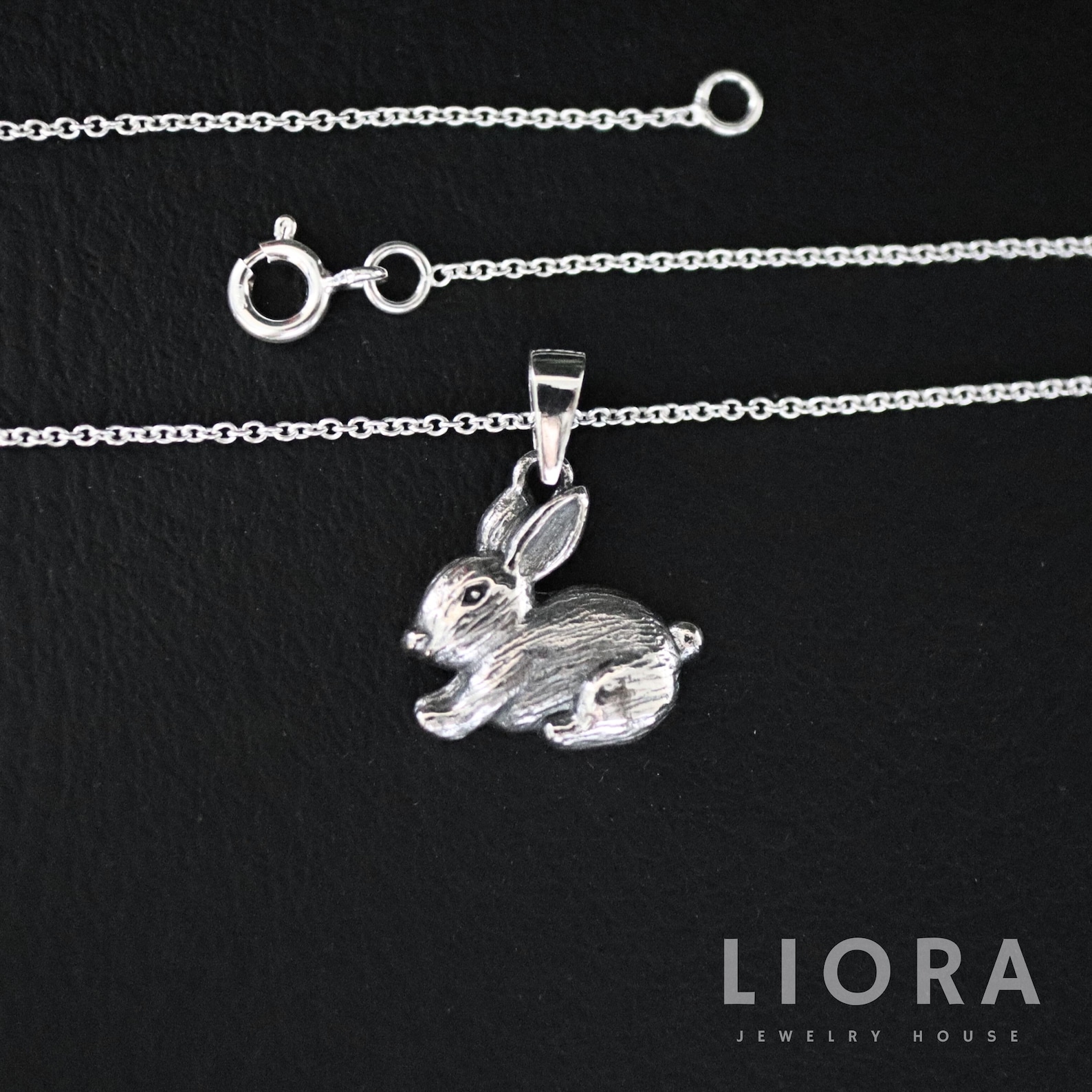 925 Sterling Silver Rabbit Pendant Necklace, Rabbit Pendant, Bunny ...