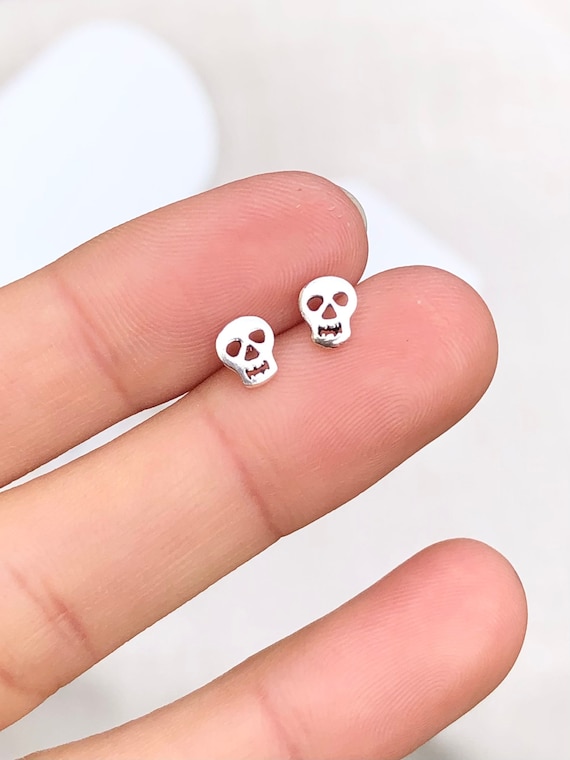 3 perline in argento Sterling 925, teschio di Halloween, teschio punk