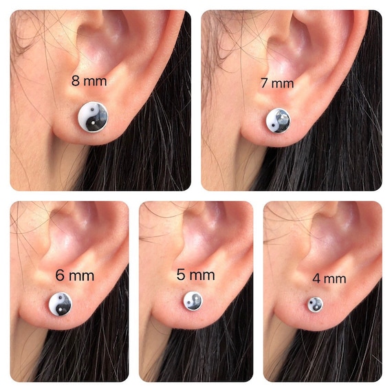 Sterling Silver Ear Studs with Yin Yang Sterling Silver Ear Studs with Yin Yang