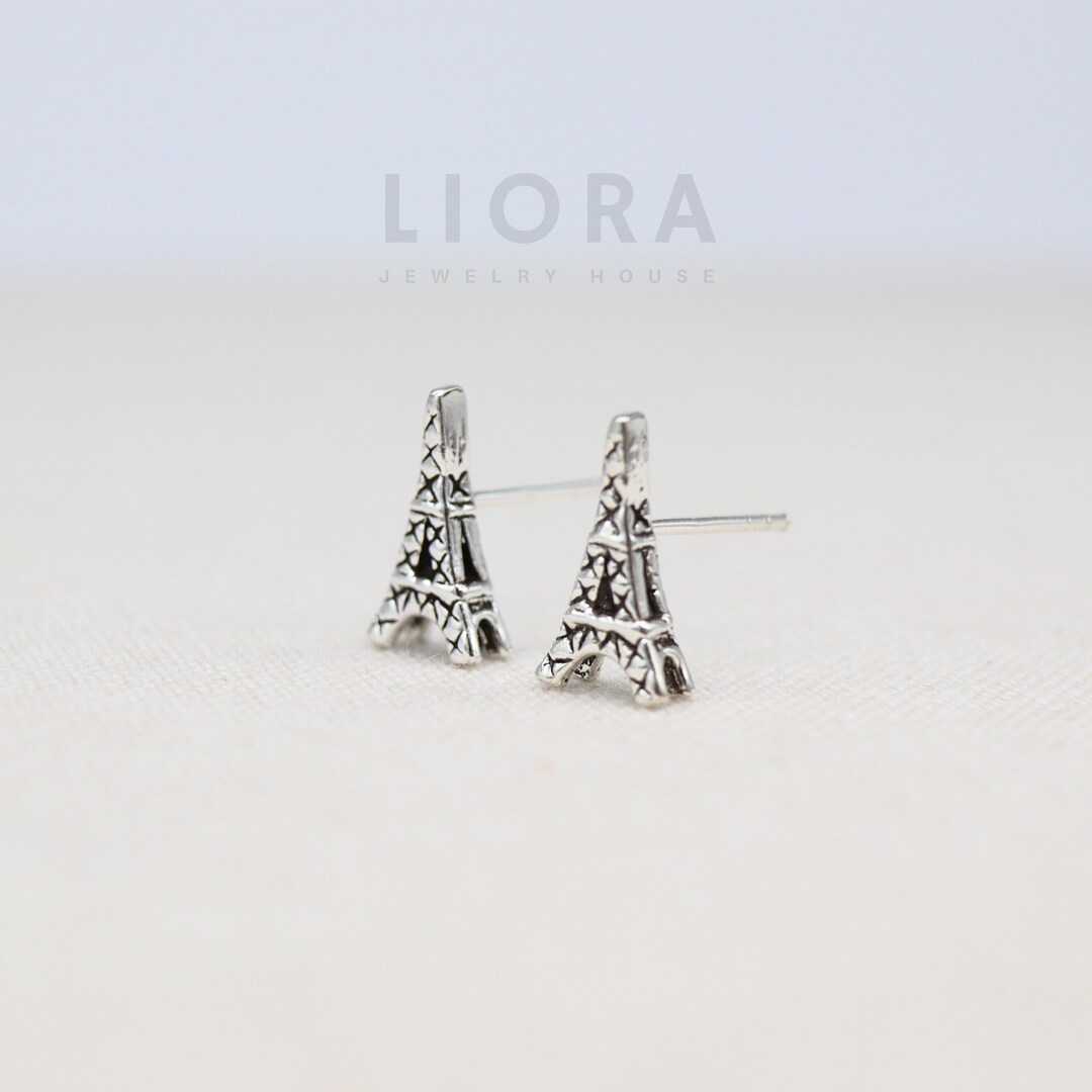 AoedeJ Orecchini ipoallergenici della Torre Eiffel di Parigi Orecchini a bottone piccoli in argento sterling 925 per le donne (Stile 2