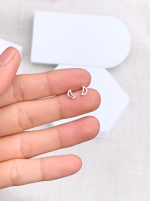 Sterling Silver Tiny Moon Post Earrings Sterling Silver Tiny Moon Post Earrings