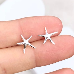 925 Sterling Silver Starfish Stud Earrings, Big Starfish Earrings, Star Earrings, Coastal Earrings, Sea Animal Studs, Starfish lover gift