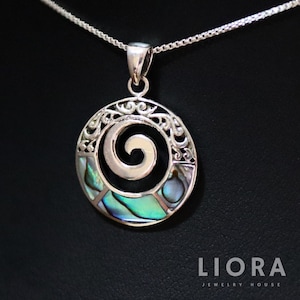 Abalone Spiral Pendant Necklace, Spiral Pendant, Abalone Circle Pendant, Shell Spiral Pendant, growth pendant, Circle of life Pendant