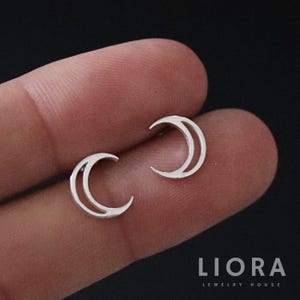 925 Sterling Silver Hollow Crescent Moon Stud Earrings, Moon Earrings, Moon Studs, Crescent Moon Earrings, Silver Moon, Moon Gift, Boho Stud