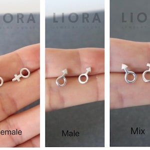 925 Sterling silver Male female symbol earrings, female symbol, male symbol, gender earrings, female sign, male sign, lesbian, gay, lgbt image 2