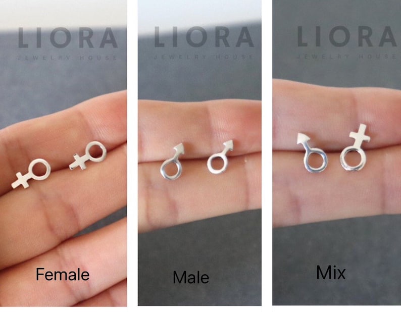 925 Sterling silver Male female symbol earrings, female symbol, male symbol, gender earrings, female sign, male sign, lesbian, gay, lgbt image 2