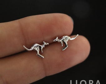 925 Sterling Silver Kangaroo Stud Earrings, Kangaroo Earrings, Kangaroo Gift, Australian Animal, Animal Earrings, Kid Earrings