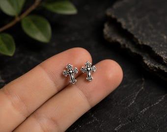 Boucles d'oreilles croix en argent sterling 925, boucles d'oreilles croix, clous croix, croix orthodoxe, boucle d'oreille croix celtique, boucles d'oreilles croix vintage, croix