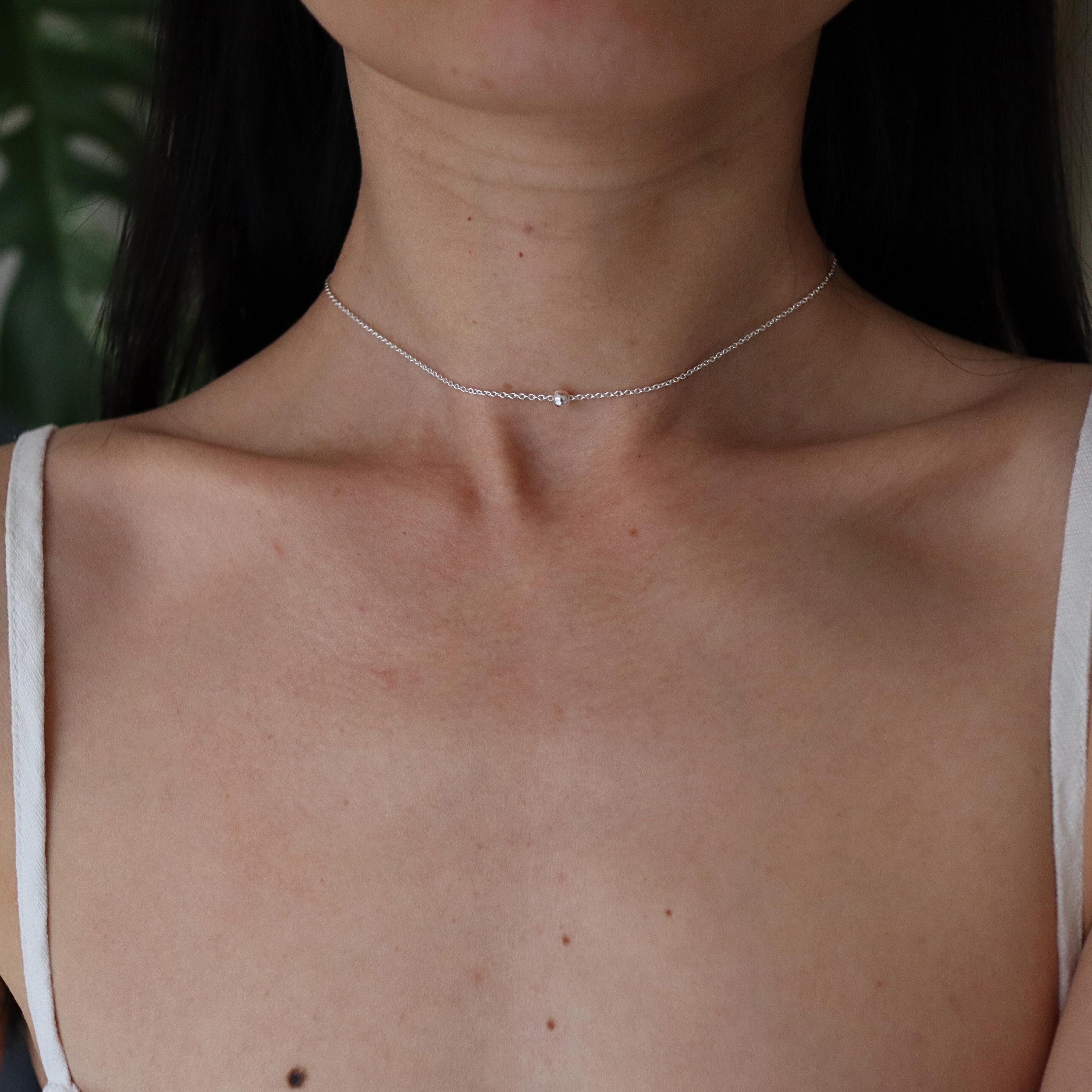 LAYOVV☆[Silver925] Silver ball chocker necklace Woman 925 Sterling Silver Plated Station Beads Balls Chain
