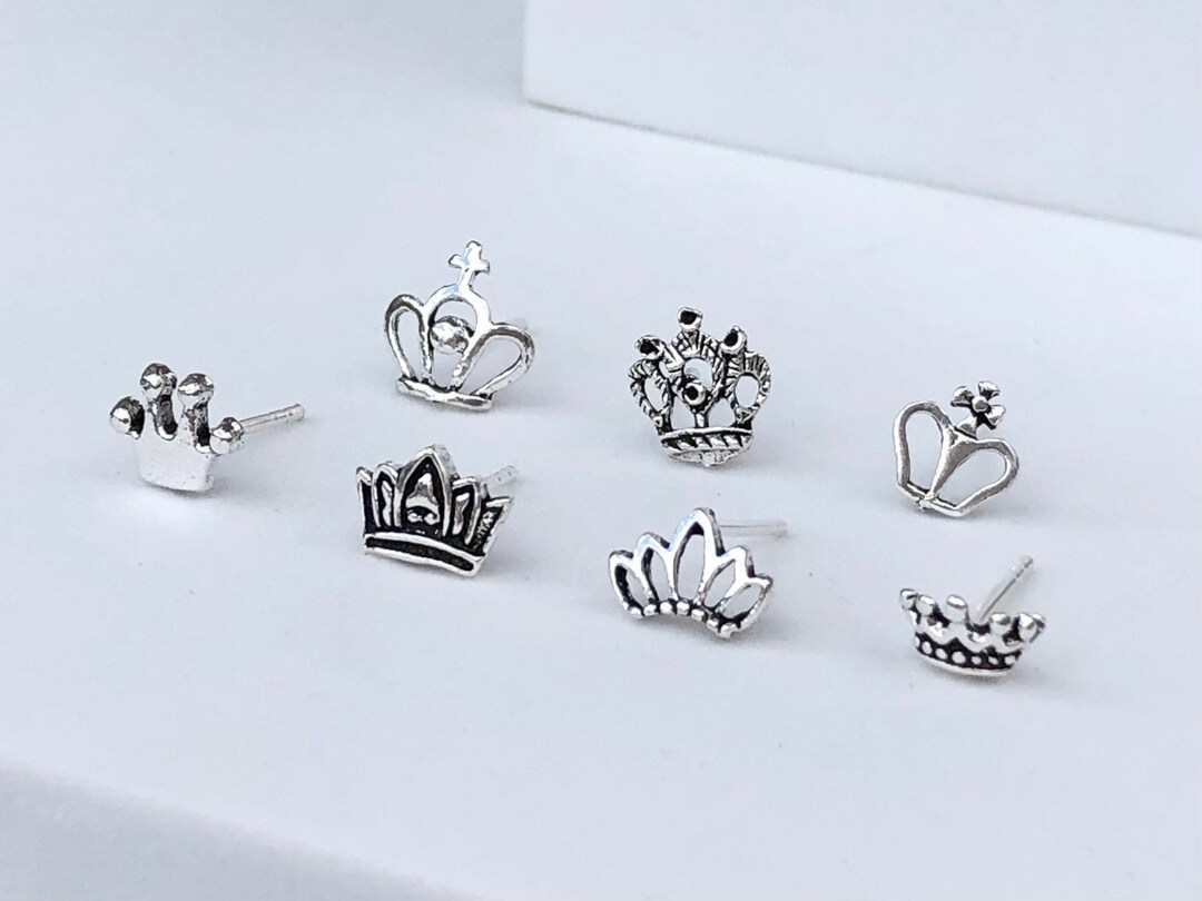 ピアス Crown Bead Stud Earrings #7122 Crown 14K Gold Filled Earrings Cubic Zirconia Hip Hop Studs