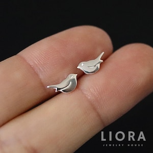 925 Sterling Silver Tiny Bird Stud Earrings, Bird Earrings, Bird Studs, Bird Gift, Animal Earrings, Girl bird earrings, Bird lover gift