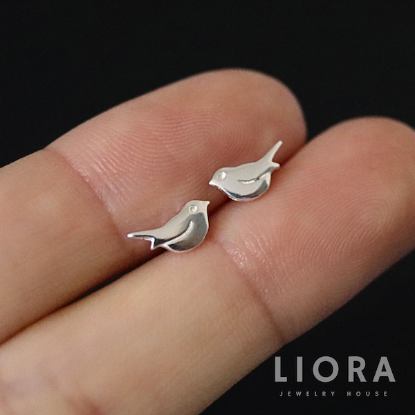 925 Sterling Silber kleine Vogel Ohrstecker, Vogel Ohrringe, Vogel Ohrstecker, Vogel Geschenk, Tier Ohrringe, Mädchen Vogel Ohrringe, Vogel Liebhaber Geschenk